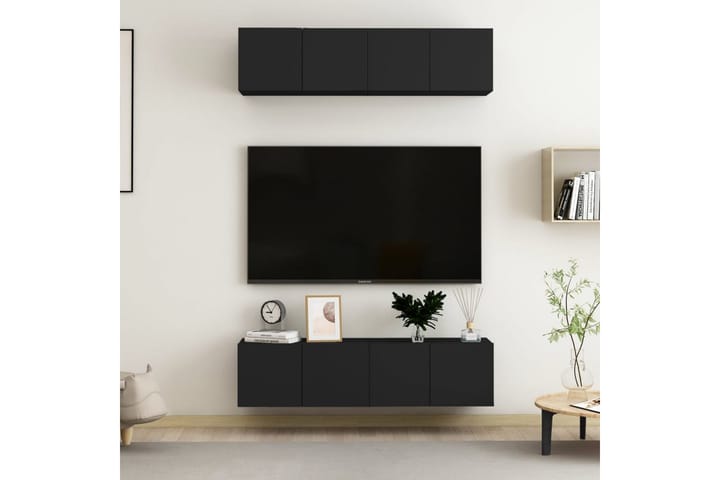 TV-tasot 4 kpl musta 60x30x30 cm lastulevy - Musta - Tv taso & Mediataso