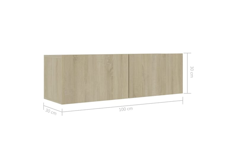 TV-tasot 4 kpl Sonoma-tammi 100x30x30 cm lastulevy - Ruskea - Huonekalut - TV- & Mediakalusteet - Tv taso & Mediataso