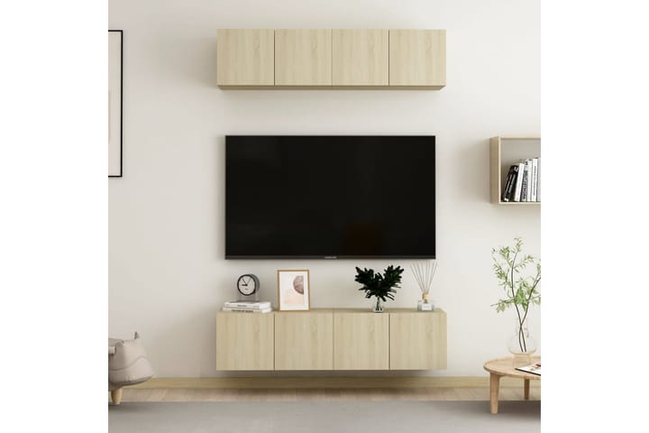 TV-tasot 4 kpl Sonoma-tammi 60x30x30 cm lastulevy - Ruskea - Tv taso & Mediataso