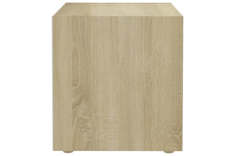 TV-tasot 4 kpl valkoinen ja Sonoma-tammi 37x35x37 cm - Beige - Huonekalut - TV- & Mediakalusteet - Tv taso & Mediataso