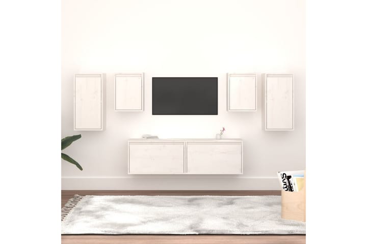 TV-tasot 6 kpl valkoinen täysi mänty - Valkoinen - Tv taso & Mediataso