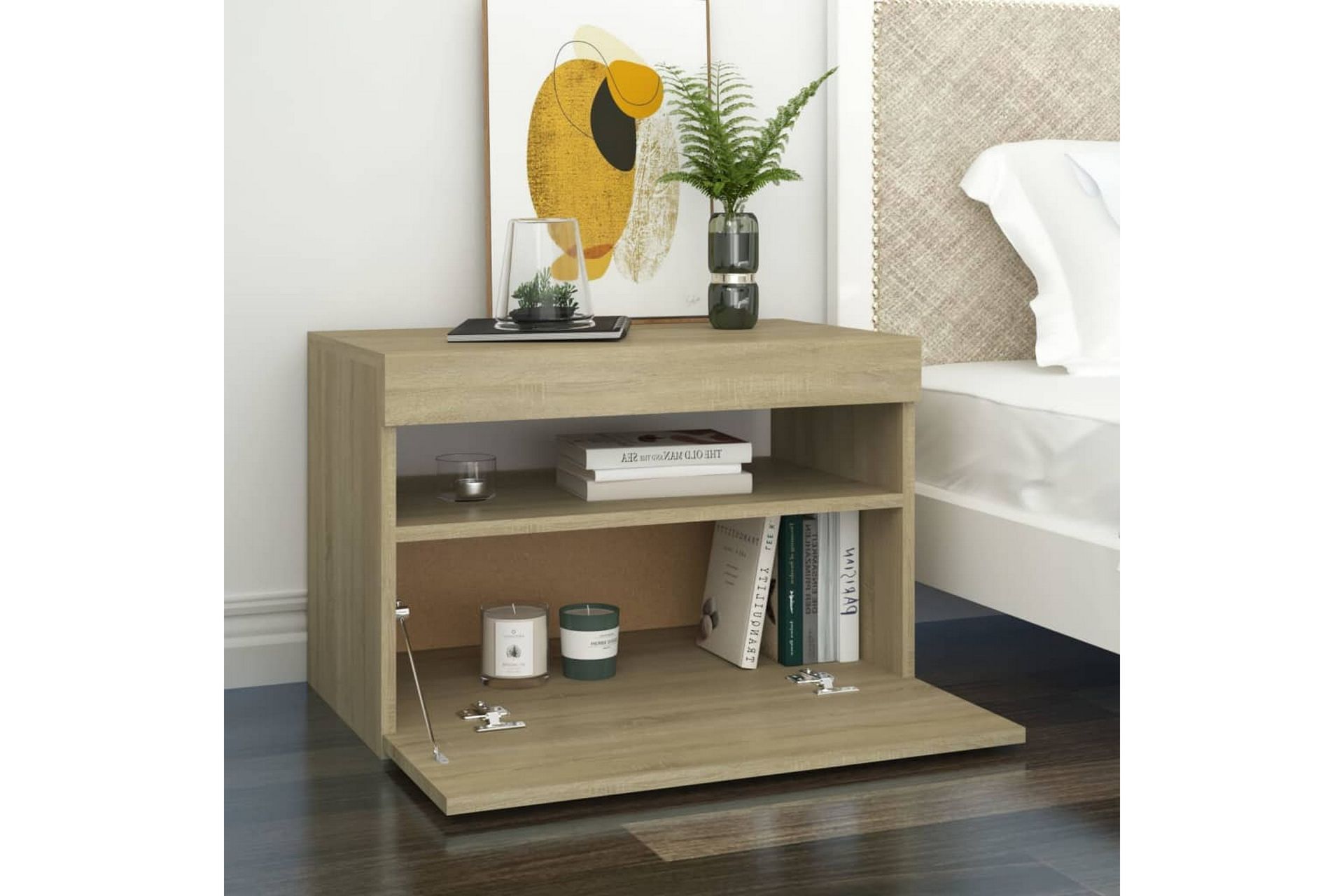 TV-tasot LED-valoilla 2 kpl Sonoma-tammi 60x35x40 cm - Ruskea - Huonekalut - TV- & Mediakalusteet - Tv taso & Mediataso