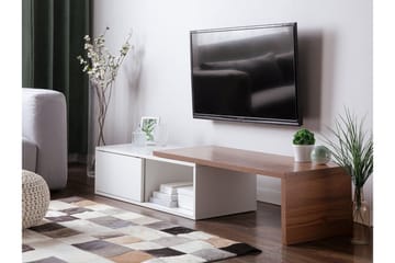Yonkers lattialla seisova jatkettava tv-taso 110 cm säilytystilalla maalattua puuta - Valkoinen - Huonekalut - TV- & Mediakalusteet - Tv taso & Mediataso