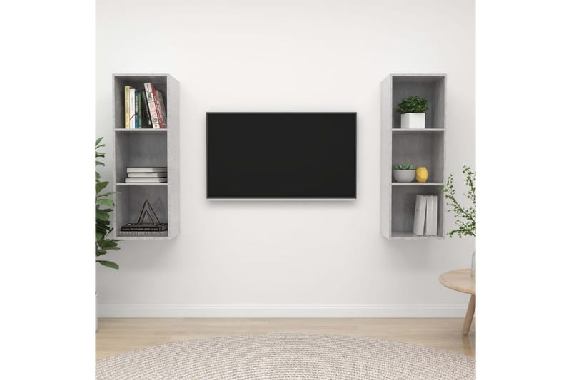 TV-tasot Seinäkiinnitettävät 2 kpl - Betoninharmaa - Huonekalut - TV- & Mediakalusteet - Tv taso & Mediataso