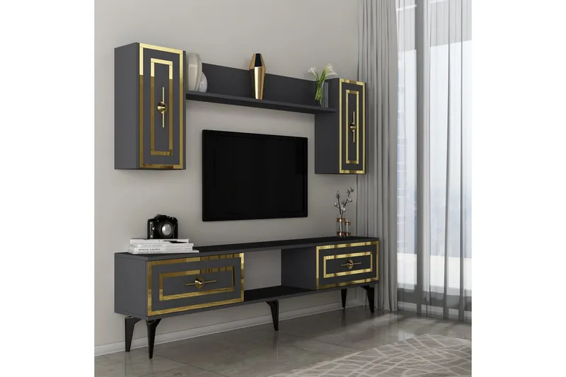 TV-yksikkö Barriet Antrasiitti - Antrasiitti - Huonekalut - TV- & Mediakalusteet - TV-kalustepaketti
