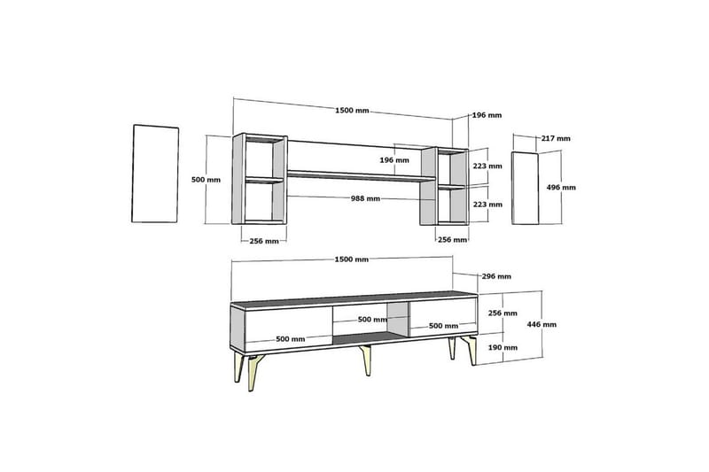 TV-yksikkö Barriet Valkoinen - Valkoinen - Huonekalut - TV- & Mediakalusteet - TV-kalustepaketti