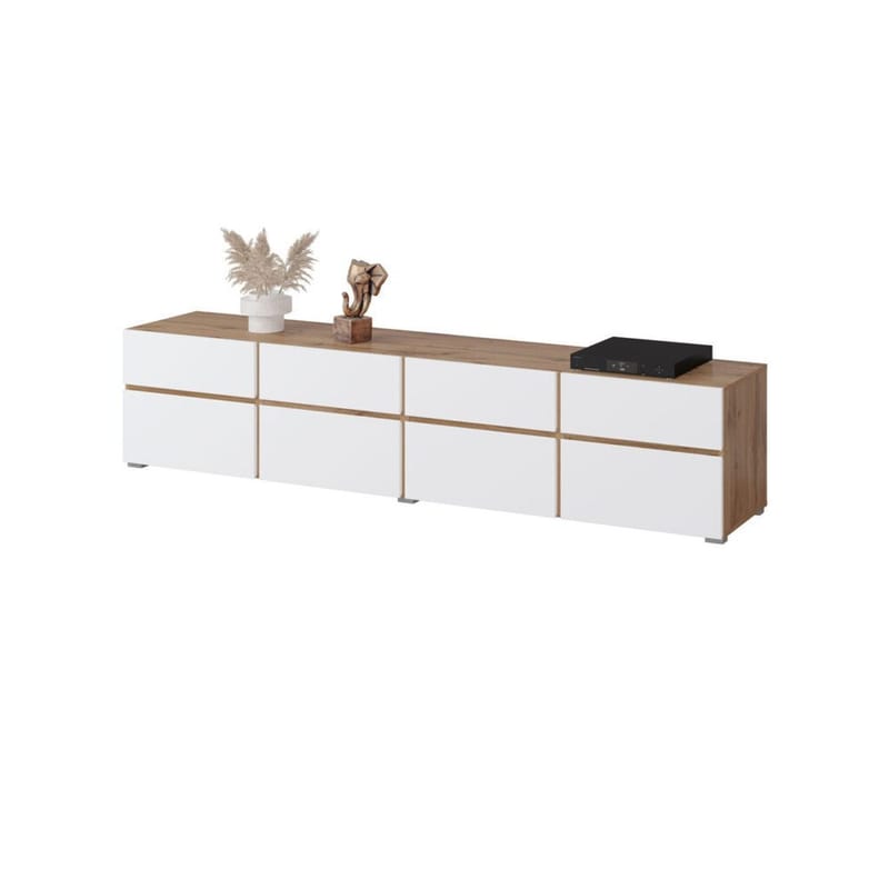 TV-yksikkö Cross 4 ovea ja 4 laatikkoa - Valkoinen - Huonekalut - TV- & Mediakalusteet - Tv taso & Mediataso