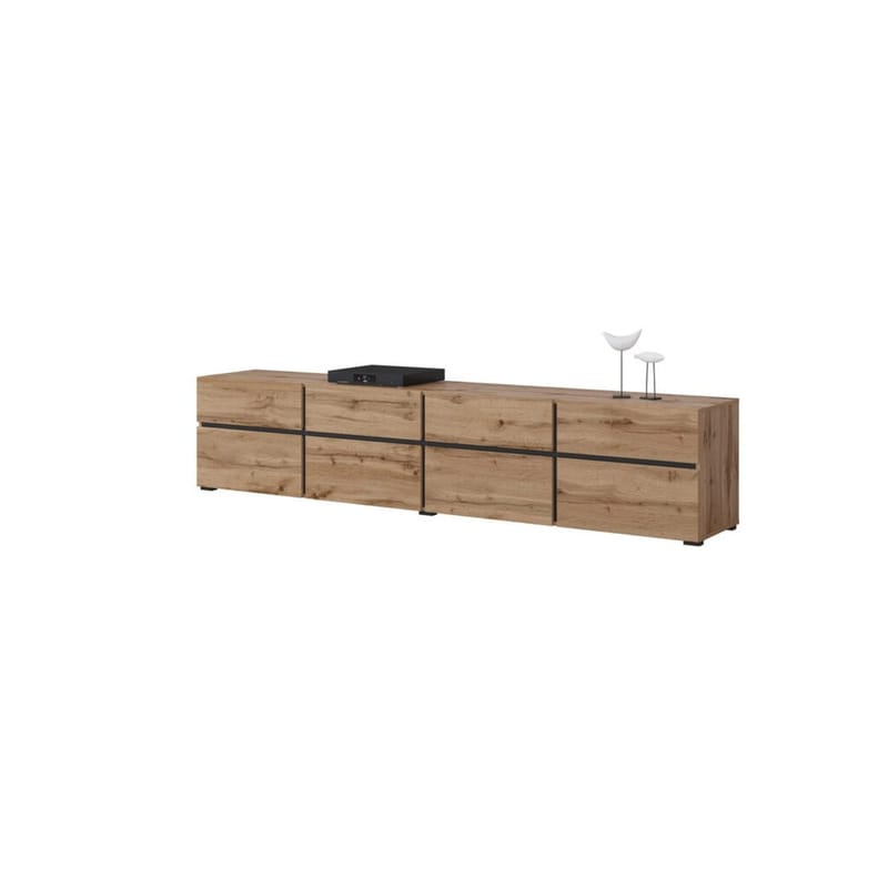 TV-yksikkö Cross 4 ovea ja 4 laatikkoa - Wotan Tammik - Musta - Huonekalut - TV- & Mediakalusteet - Tv taso & Mediataso