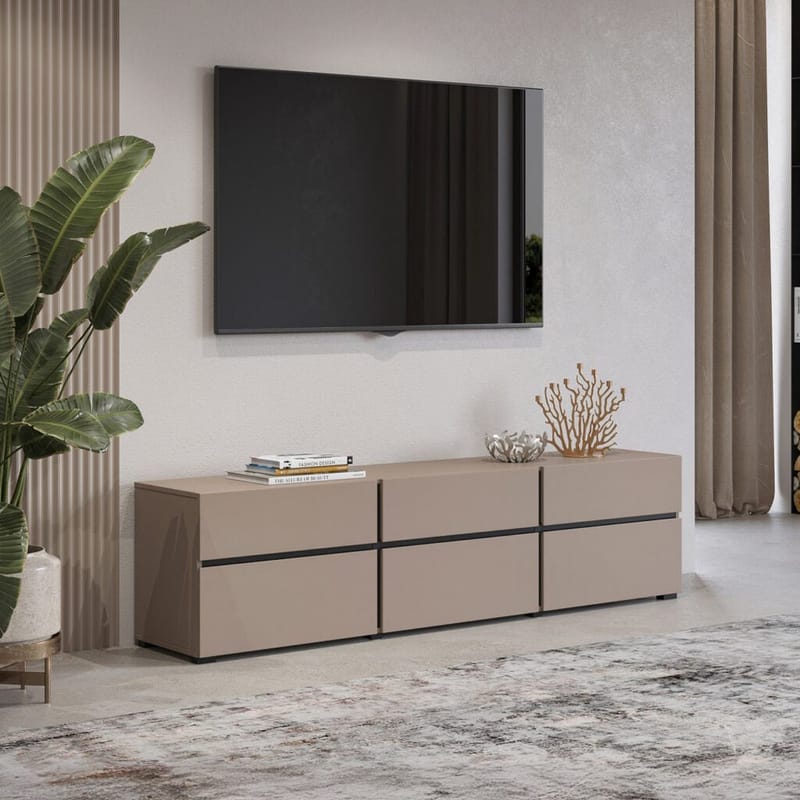 TV-yksikkö Risti 3 läppää ja 3 laatikkoa - Kongo - Musta - Huonekalut - TV- & Mediakalusteet - Tv taso & Mediataso