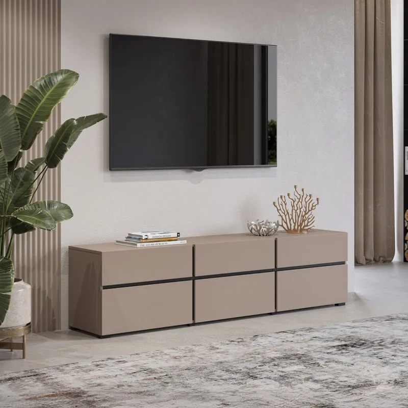 TV-yksikkö Risti 3 läppää ja 3 laatikkoa - Kongo - Musta - Huonekalut - TV- & Mediakalusteet - Tv taso & Mediataso