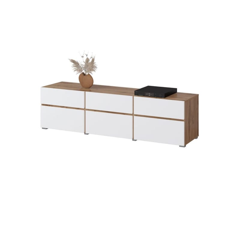 TV-yksikkö Risti 3 läppää ja 3 laatikkoa - Valkoinen - Huonekalut - TV- & Mediakalusteet - Tv taso & Mediataso