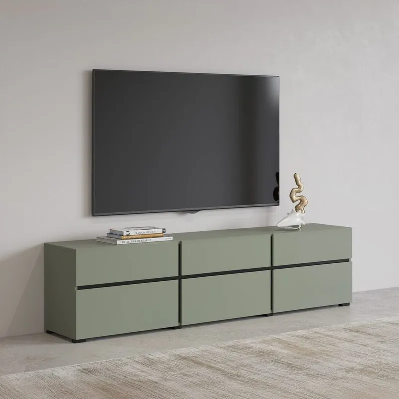 TV-yksikkö Risti 3 läppää ja 3 laatikkoa - Vihreä - Musta - Huonekalut - TV- & Mediakalusteet - Tv taso & Mediataso