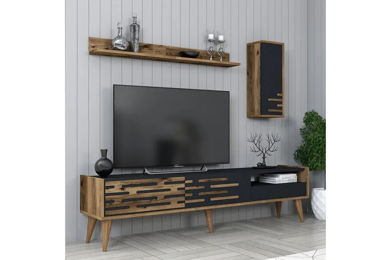 Valensiya TV-kaappi 180 cm - Pähkinä/Antrasiitti - Huonekalut - TV- & Mediakalusteet - TV-kaappi