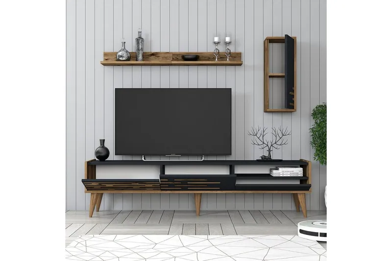 Valensiya TV-kaappi 180 cm - Pähkinä/Antrasiitti - Huonekalut - TV- & Mediakalusteet - TV-kaappi