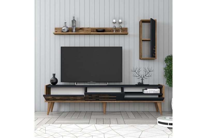 Valensiya TV-kaappi 180 cm - Pähkinä/Antrasiitti - Huonekalut - TV- & Mediakalusteet - TV-kaappi