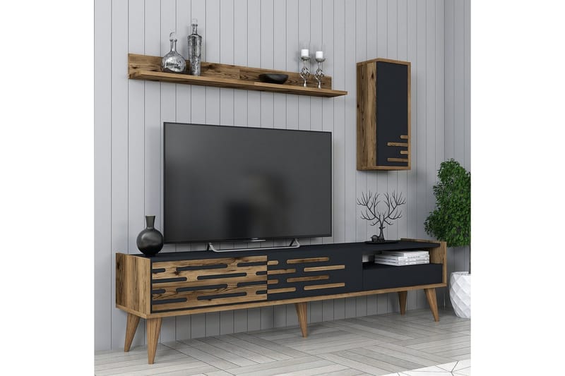 Valensiya TV-kaappi 180 cm - Pähkinä/Antrasiitti - Huonekalut - TV- & Mediakalusteet - TV-kaappi