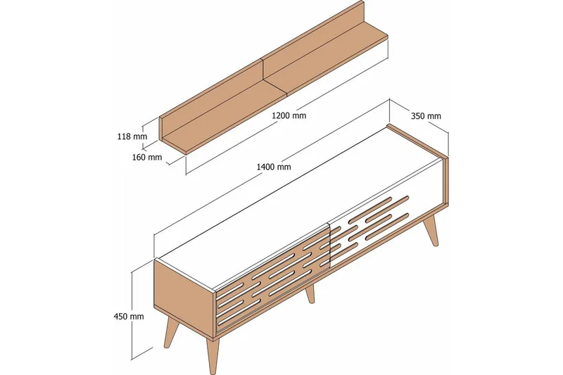 Valensiya TV-kalustesetti 140x45 cm - Pähkinä/Valkoinen/Marmori - Huonekalut - TV- & Mediakalusteet - TV-kalustepaketti