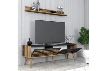 Valensiya TV-kalustesetti 140x45 cm - Pähkinä/Antrasiitti - Huonekalut - TV- & Mediakalusteet - TV-kalustepaketti