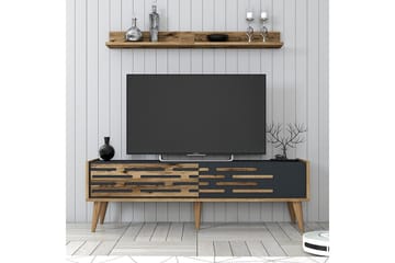 Valensiya TV-kalustesetti 140x45 cm - Pähkinä/Antrasiitti - Huonekalut - TV- & Mediakalusteet - TV-kalustepaketti