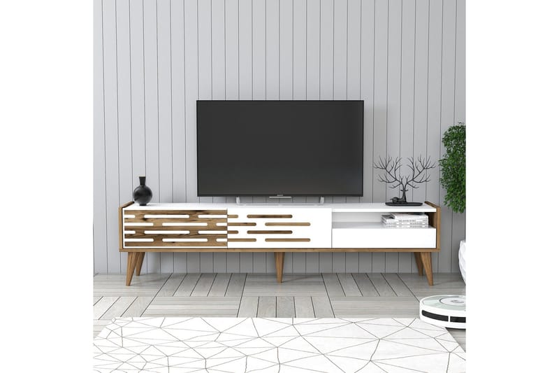 Valensiya Tv-taso 180 cm - Pähkinäpuu/Valkoinen - Huonekalut - TV- & Mediakalusteet - Tv taso & Mediataso
