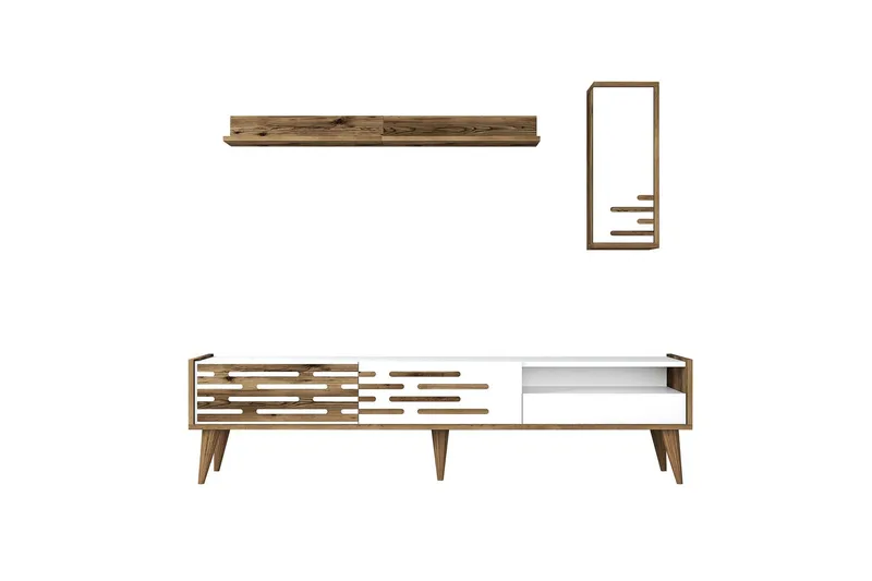 Valensiya Tv-taso 180 cm, Pähkinäpuu/Valkoinen