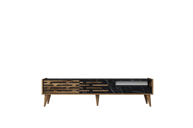 Valensiya Tv-taso 180 cm, Pähkinäpuu/Musta/Marmori