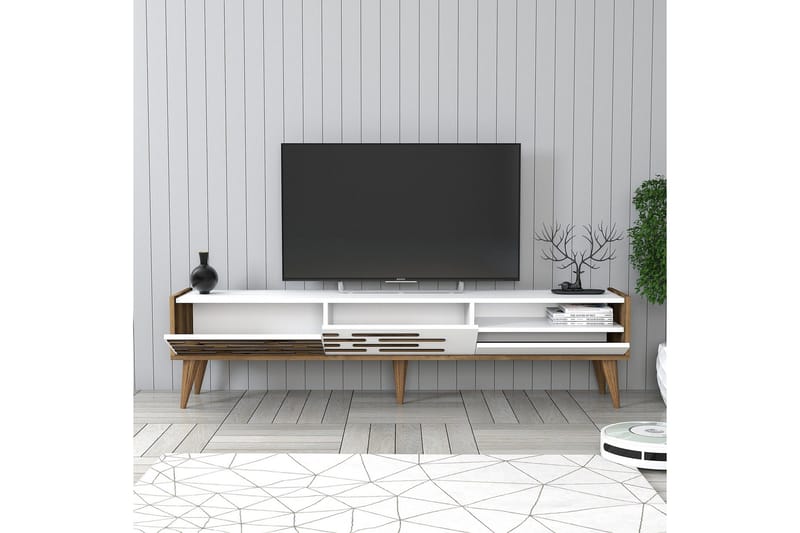 Valensiya Tv-taso 180 cm - Pähkinäpuu/Valkoinen - Huonekalut - TV- & Mediakalusteet - Tv taso & Mediataso