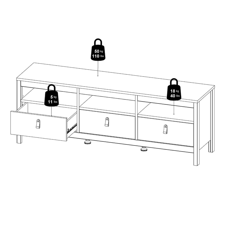 Vallvidera TV-taso 3 laatikolla 151 cm - Huonekalut - TV- & Mediakalusteet - Tv taso & Mediataso