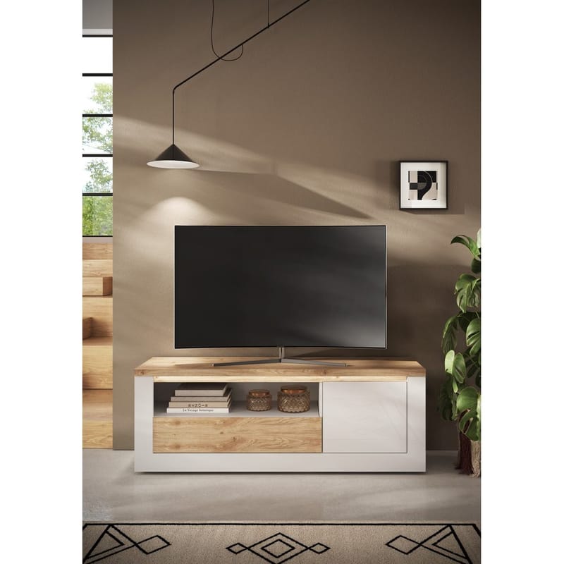 Vandesar TV-taso 160 cm - Luonnollinen/Valkoinen - Huonekalut - TV- & Mediakalusteet - Tv taso & Mediataso