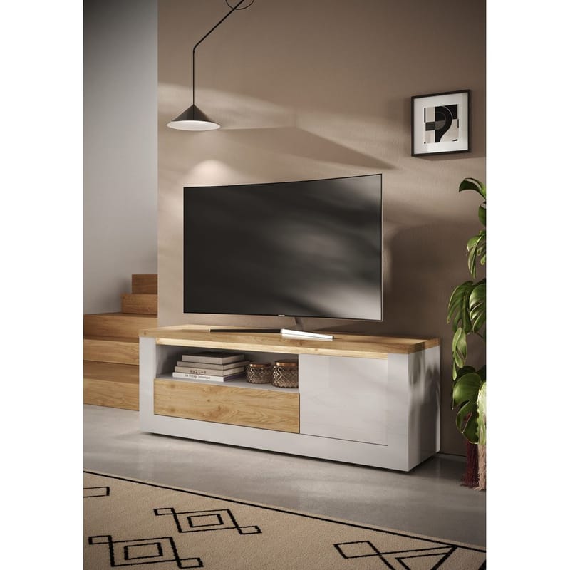 Vandesar TV-taso 160 cm - Luonnollinen/Valkoinen - Huonekalut - TV- & Mediakalusteet - Tv taso & Mediataso