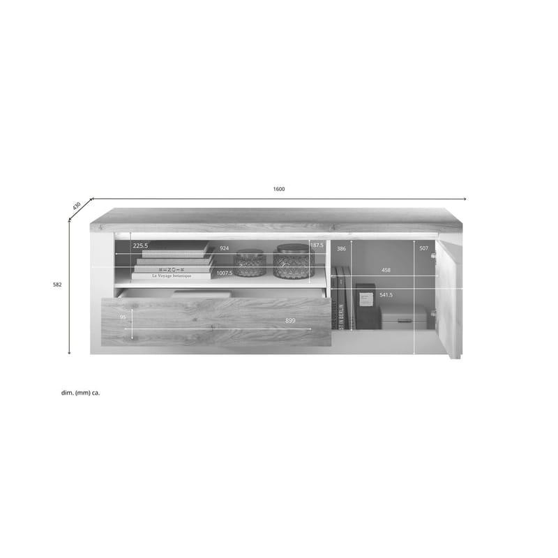 Vandesar TV-taso 160 cm - Luonnollinen/Valkoinen - Huonekalut - TV- & Mediakalusteet - Tv taso & Mediataso