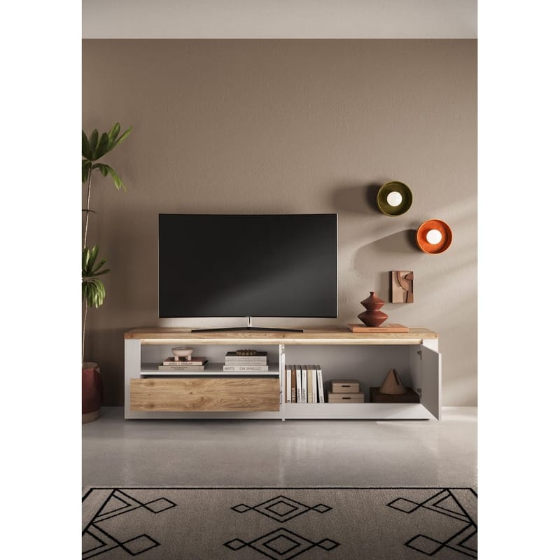 Vandesar TV-taso 207 cm - Luonnollinen/Valkoinen - Huonekalut - TV- & Mediakalusteet - Tv taso & Mediataso