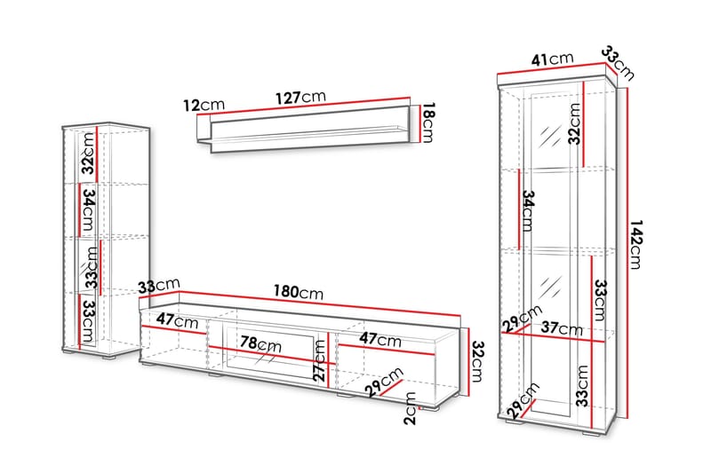 Vanhat Tv-Huonekalut - Valkoinen - Huonekalut - TV- & Mediakalusteet - TV-kalustepaketti
