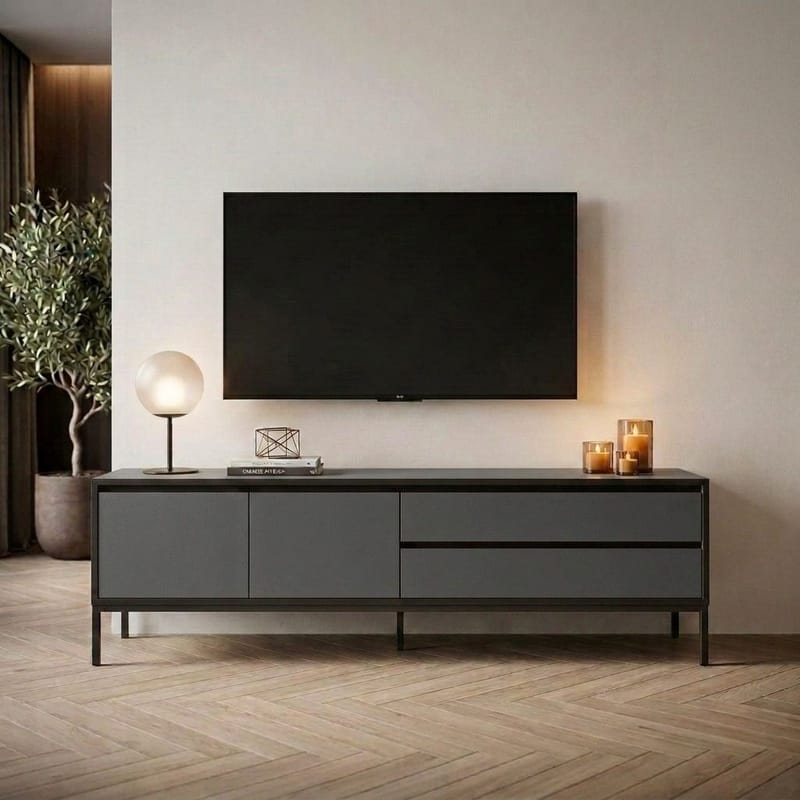 Velar TV-taso 180x55x40 cm - Antrasiitti/Wood Black/Musta - Huonekalut - TV- & Mediakalusteet - Tv taso & Mediataso