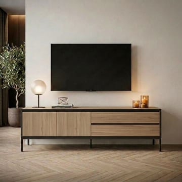 Velar TV-taso 180x55x40 cm - luonnontammi, puunmusta, musta - Huonekalut - TV- & Mediakalusteet - Tv taso & Mediataso