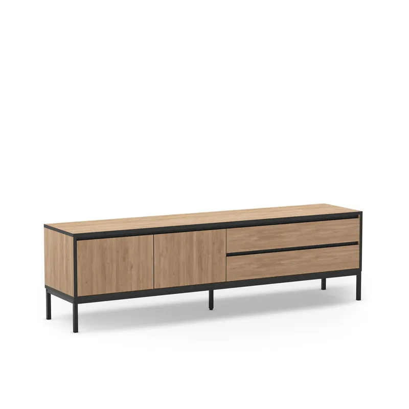 Velar TV-taso 180x55x40 cm, luonnontammi, puunmusta, musta