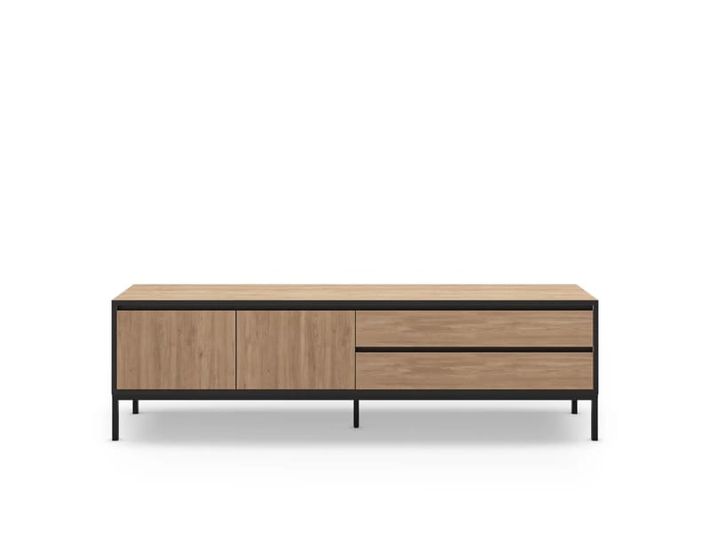 Velar TV-taso 180x55x40 cm - luonnontammi, puunmusta, musta - Huonekalut - TV- & Mediakalusteet - Tv taso & Mediataso