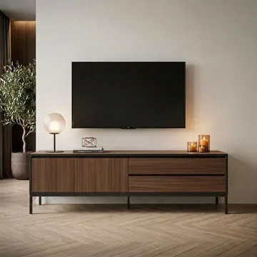 Velar TV-taso 180x55x40 cm - Milano Walnut, Wood Black, Musta - Huonekalut - TV- & Mediakalusteet - Tv taso & Mediataso