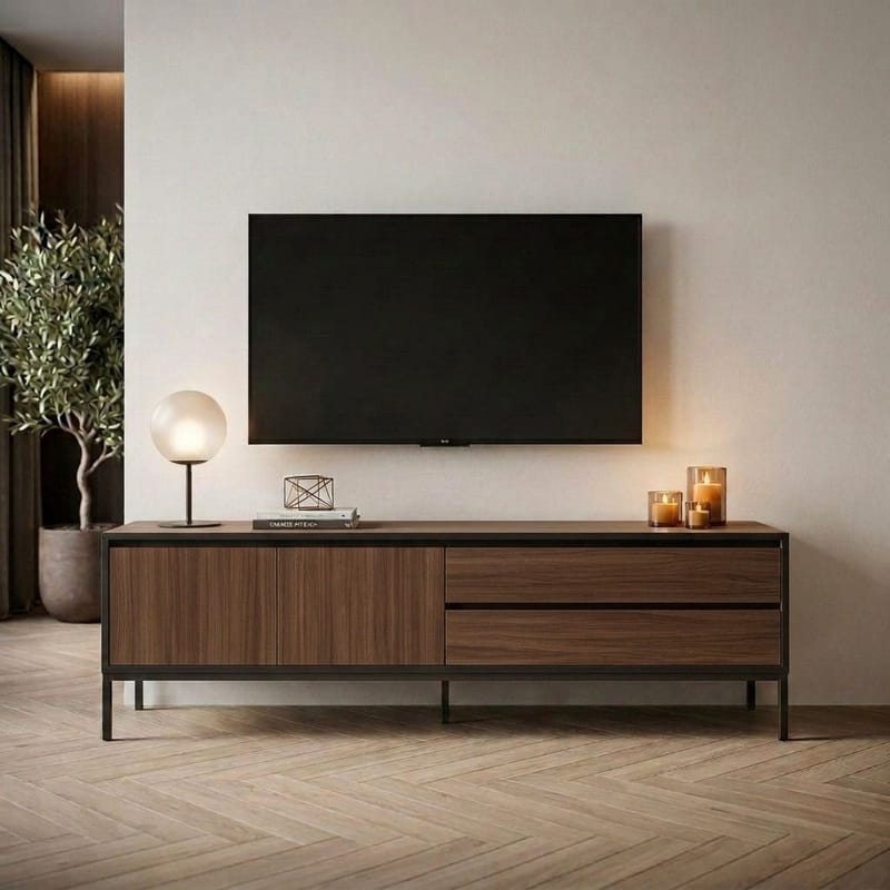 Velar TV-taso 180x55x40 cm - Milano Walnut, Wood Black, Musta - Huonekalut - TV- & Mediakalusteet - Tv taso & Mediataso
