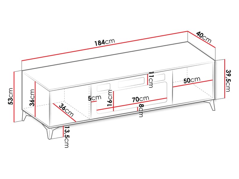 Vemdalen-tv-taso 184 cm - ruskea - Huonekalut - TV- & Mediakalusteet - Tv taso & Mediataso