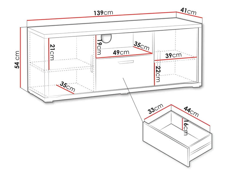 Veyricus TV-taso 139 cm - Huonekalut - TV- & Mediakalusteet - TV-kaappi