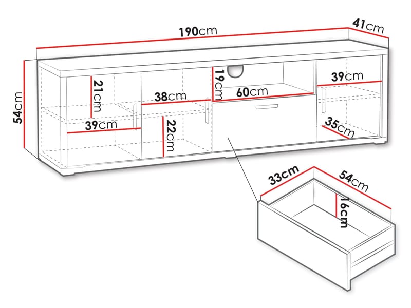 Veyricus TV-taso 190 cm - Huonekalut - TV- & Mediakalusteet - TV-kaappi