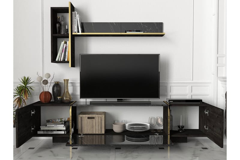 Veyron Tv-taso 103,8 cm - Musta/Kulta - Huonekalut - TV- & Mediakalusteet - Tv taso & Mediataso