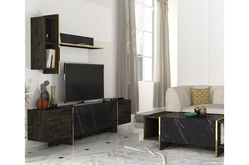 Veyron Tv-taso 103,8 cm - Musta/Kulta - Huonekalut - TV- & Mediakalusteet - Tv taso & Mediataso