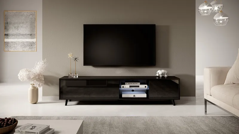 Vipan TV-taso 175 cm - Musta - Huonekalut - TV- & Mediakalusteet - Tv taso & Mediataso