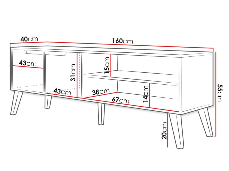 Virello-tv-taso 160 cm - ruskea - Huonekalut - TV- & Mediakalusteet - Tv taso & Mediataso