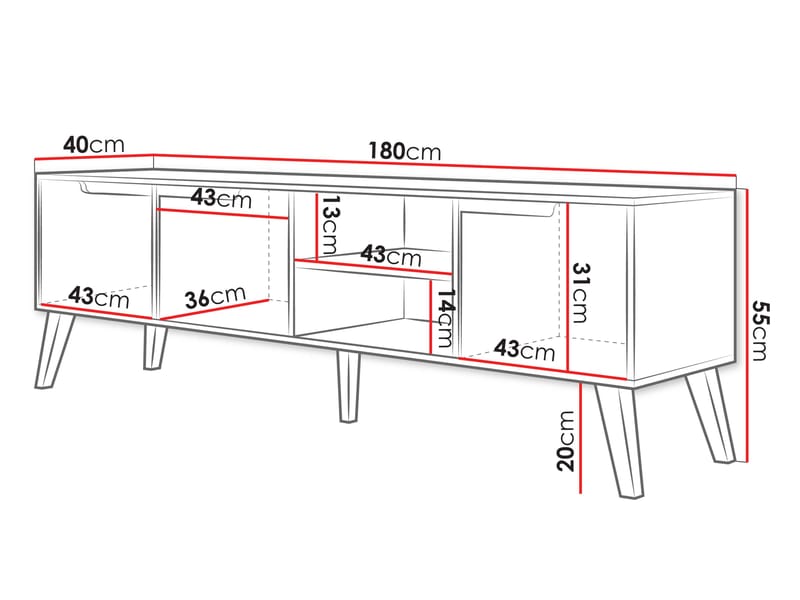 Virello-tv-taso 180 cm - beige - Huonekalut - TV- & Mediakalusteet - Tv taso & Mediataso