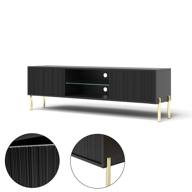 Virmani TV-taso 135 cm - Musta - Huonekalut - TV- & Mediakalusteet - Tv taso & Mediataso