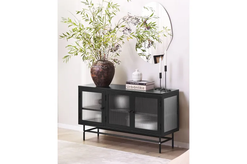 Vitrinikaappi Devon Musta - Musta - Säilytys - Kaappi - Vitriini