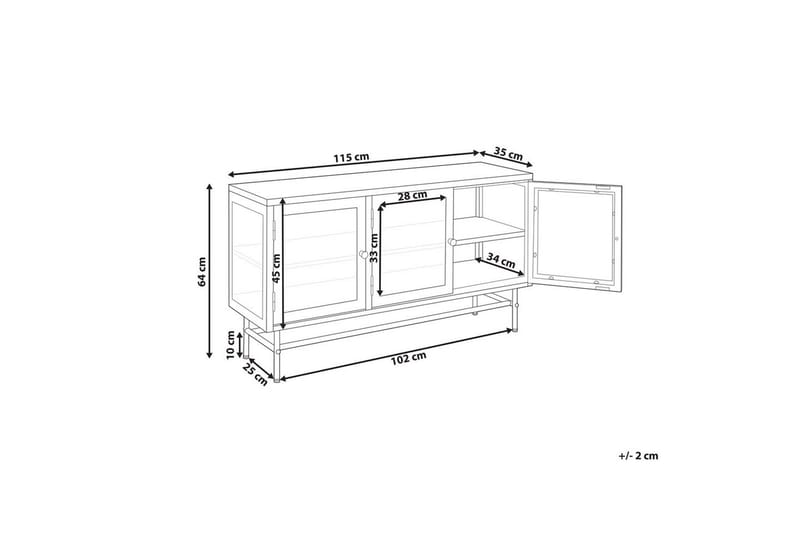 Vitrinikaappi Devon Musta - Musta - Säilytys - Kaappi - Vitriini